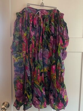 Multicolour Whimsical Floral Cotton Skirt Adjustable Sizing